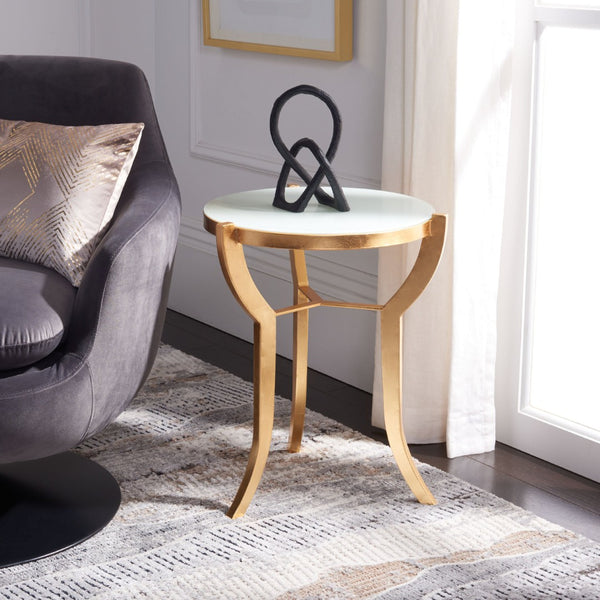 Safavieh Ormond Accent Table - Elegant Gold & White Glass Design, Sculptural Legs, Ideal For Any Room Decor FOX2530A