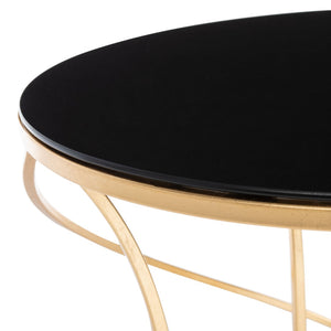Safavieh Cagney Glass Top Round Accent Table - Modern Black & Gold Design For Stylish Living Spaces & Decor FOX2535B