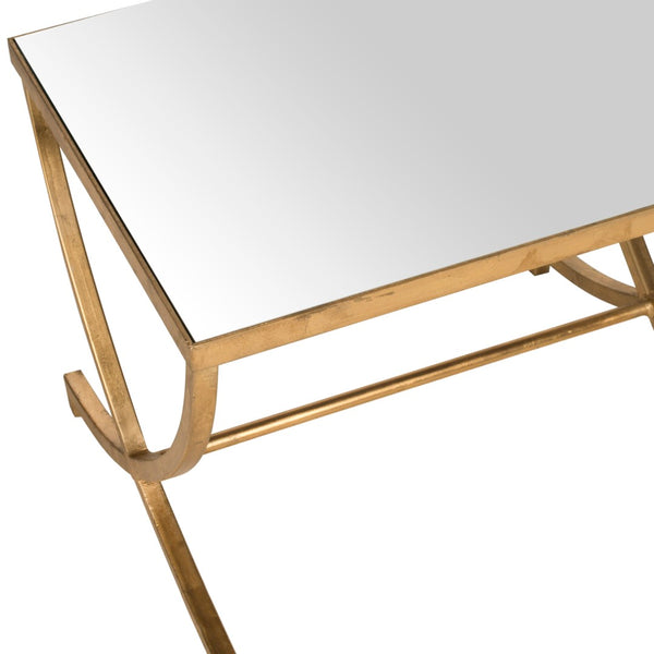 Safavieh Maureen Accent Table With Mirrored Top & Gold Leaf Legs – Elegant Vintage Glamour For Any Space FOX2537A