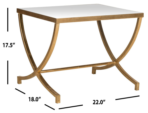 Safavieh Maureen Accent Table With Mirrored Top & Gold Leaf Legs – Elegant Vintage Glamour For Any Space FOX2537A