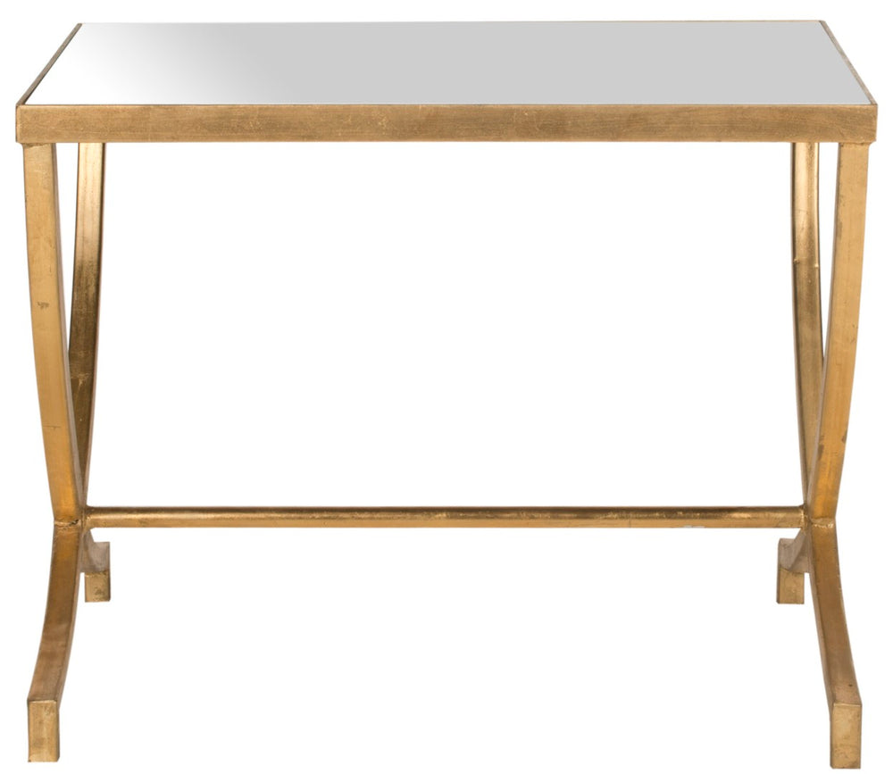 Safavieh Maureen Accent Table With Mirrored Top & Gold Leaf Legs – Elegant Vintage Glamour For Any Space FOX2537A