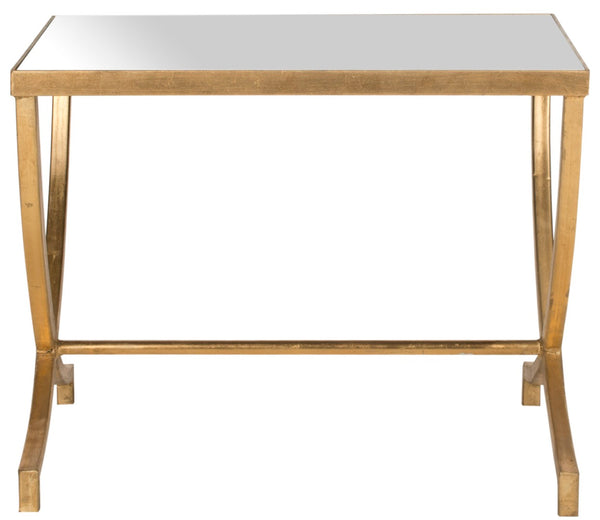 Safavieh Maureen Accent Table With Mirrored Top & Gold Leaf Legs – Elegant Vintage Glamour For Any Space FOX2537A