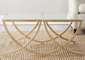 Safavieh Maureen Accent Table With Mirrored Top & Gold Leaf Legs – Elegant Vintage Glamour For Any Space FOX2537A