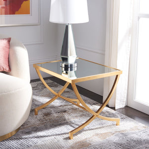 Safavieh Maureen Accent Table With Mirrored Top & Gold Leaf Legs – Elegant Vintage Glamour For Any Space FOX2537A