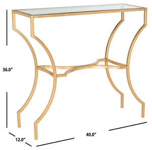 Safavieh Alphonse Console Table - Elegant Iron Base, Tempered Glass Top, Gold Leaf Finish For Stylish Home Decor FOX2540A
