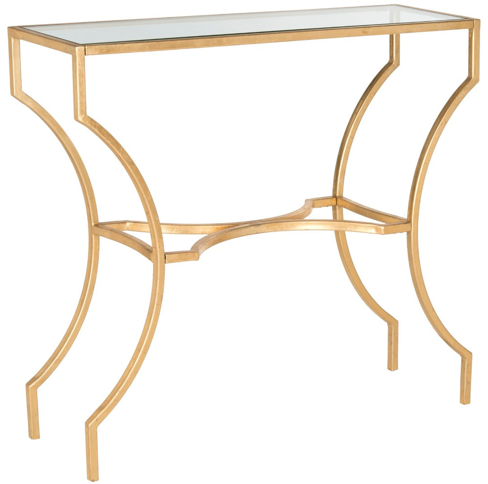 Safavieh Alphonse Console Table - Elegant Iron Base, Tempered Glass Top, Gold Leaf Finish For Stylish Home Decor FOX2540A