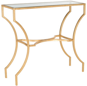 Safavieh Alphonse Console Table - Elegant Iron Base, Tempered Glass Top, Gold Leaf Finish For Stylish Home Decor FOX2540A