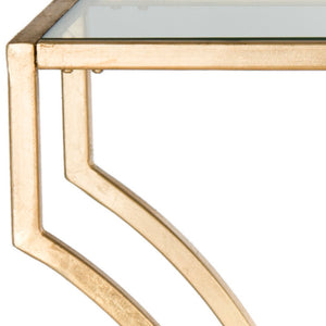 Safavieh Alphonse Console Table - Elegant Iron Base, Tempered Glass Top, Gold Leaf Finish For Stylish Home Decor FOX2540A