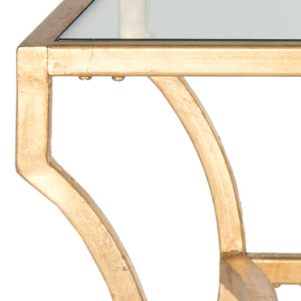 Safavieh Alphonse Coffee Table - Luxurious Gold Leaf Finish, Curved Iron Base & Clear Glass Top For Any Style FOX2541A