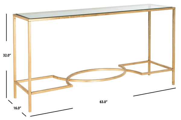 Safavieh Inga Console Table - Elegant Gold Leaf Frame & Glass Top For Timeless Sophistication In Any Space FOX2542A