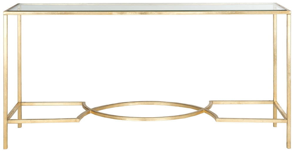 Safavieh Inga Console Table - Elegant Gold Leaf Frame & Glass Top For Timeless Sophistication In Any Space FOX2542A