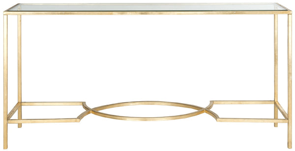 Safavieh Inga Console Table - Elegant Gold Leaf Frame & Glass Top For Timeless Sophistication In Any Space FOX2542A