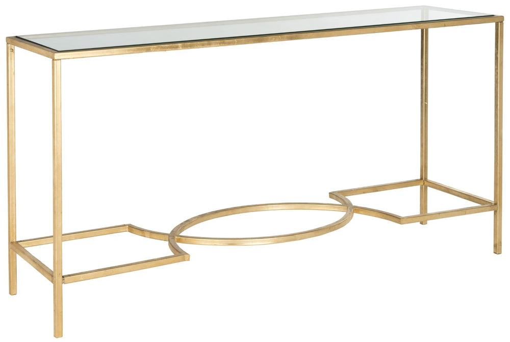 Safavieh Inga Console Table - Elegant Gold Leaf Frame & Glass Top For Timeless Sophistication In Any Space FOX2542A