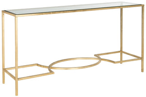 Safavieh Inga Console Table - Elegant Gold Leaf Frame & Glass Top For Timeless Sophistication In Any Space FOX2542A
