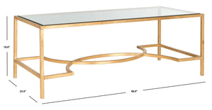 Safavieh Inga Coffee Table - Striking Architectural Design With Sculptural Details For Modern Elegance Gold/Glass FOX2543A
