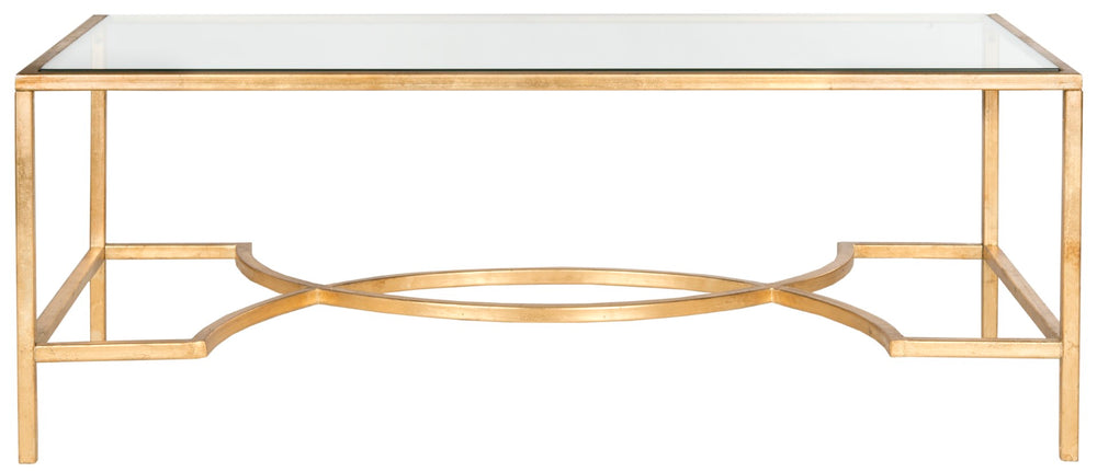 Safavieh Inga Coffee Table - Striking Architectural Design With Sculptural Details For Modern Elegance Gold/Glass FOX2543A