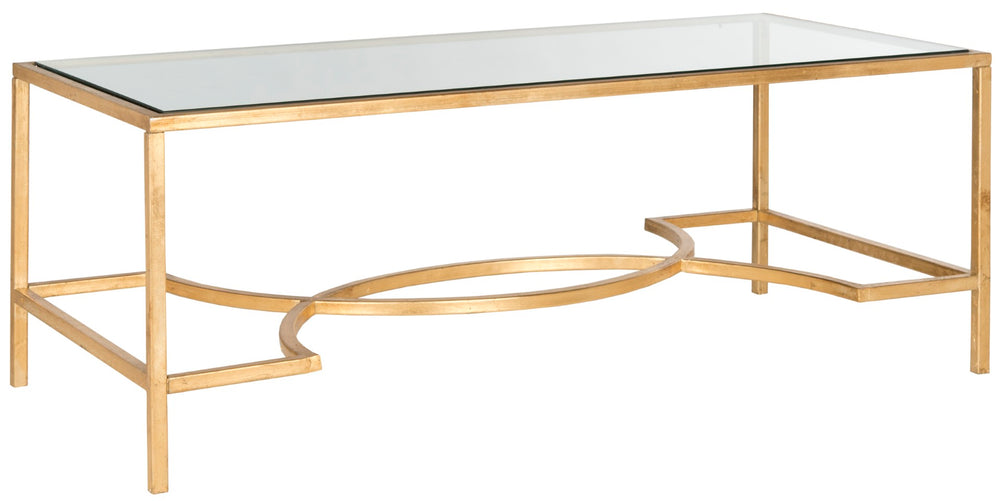 Safavieh Inga Coffee Table - Striking Architectural Design With Sculptural Details For Modern Elegance Gold/Glass FOX2543A