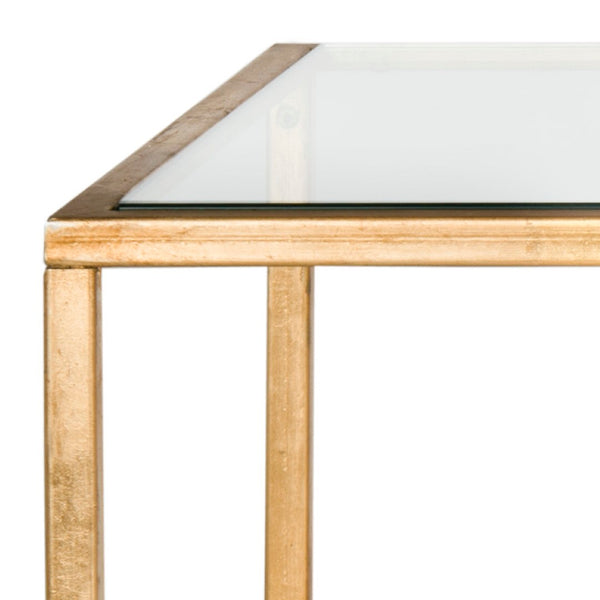 Safavieh Inga Coffee Table - Striking Architectural Design With Sculptural Details For Modern Elegance Gold/Glass FOX2543A