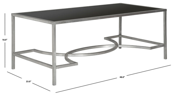 Safavieh Inga Coffee Table - Striking Architectural Design With Sculptural Details For Modern Elegance Silver/Black FOX2543B