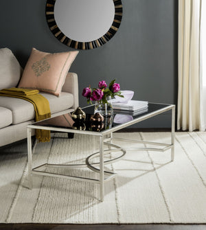Safavieh Inga Coffee Table - Striking Architectural Design With Sculptural Details For Modern Elegance Silver/Black FOX2543B