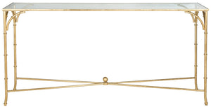 Safavieh Maurice Console Table – Luxurious Gilt Iron Frame With Glass Top For Elegant Entryway Or Living Space FOX2544A