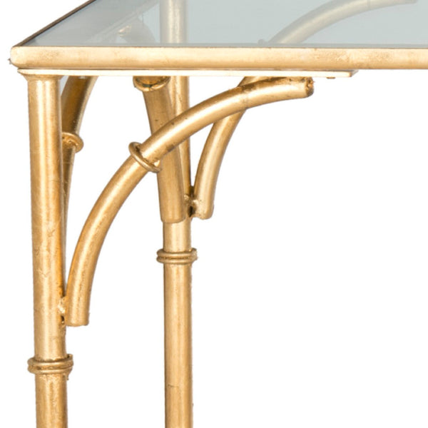 Safavieh Maurice Console Table – Luxurious Gilt Iron Frame With Glass Top For Elegant Entryway Or Living Space FOX2544A