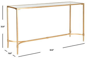 Safavieh Antwan Console Table - Luxe Gold Frame With Glass Top For Modern Living Room & Entryway Style FOX2546A