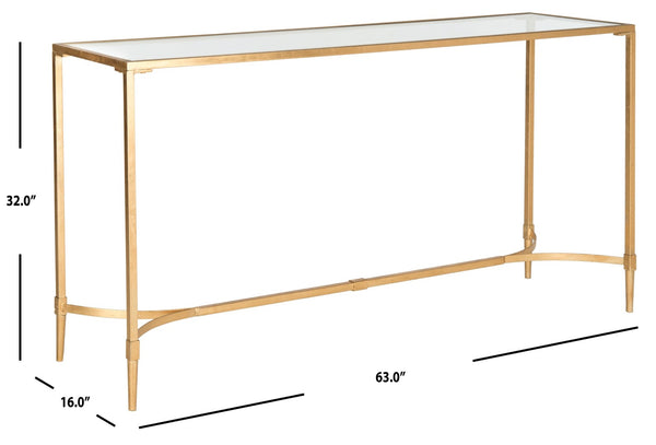 Safavieh Antwan Console Table - Luxe Gold Frame With Glass Top For Modern Living Room & Entryway Style FOX2546A
