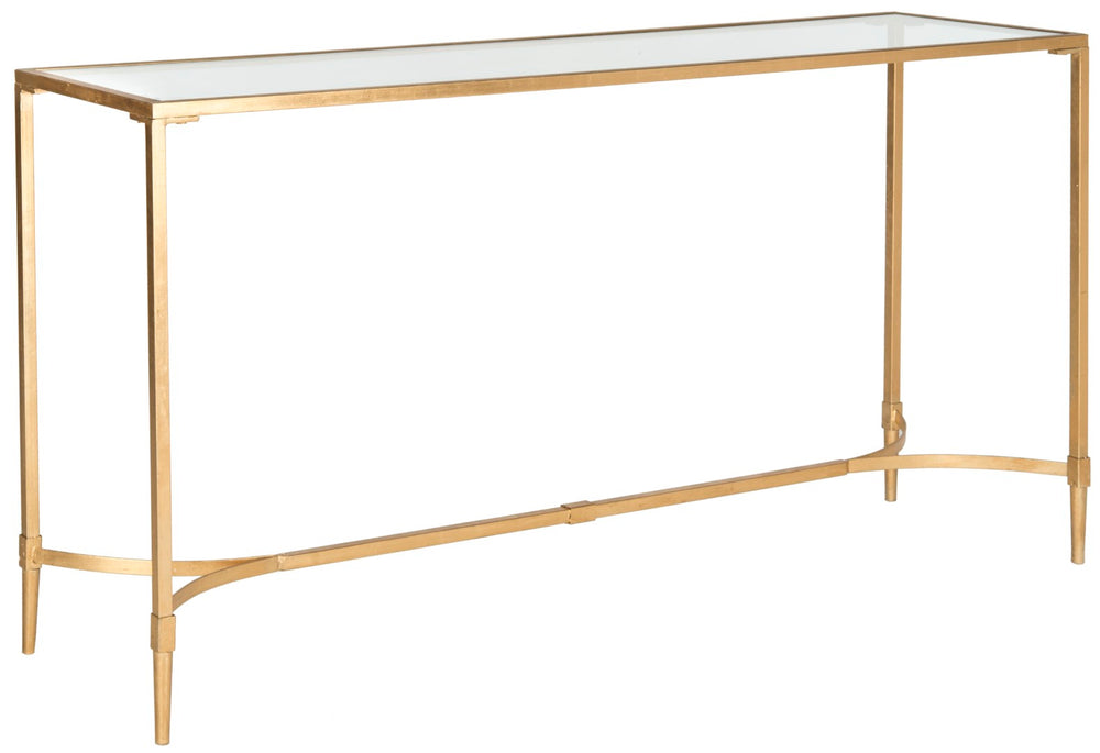 Safavieh Antwan Console Table - Luxe Gold Frame With Glass Top For Modern Living Room & Entryway Style FOX2546A