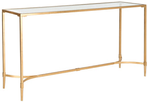 Safavieh Antwan Console Table - Luxe Gold Frame With Glass Top For Modern Living Room & Entryway Style FOX2546A