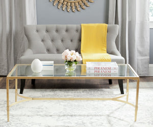 Safavieh Antwan Coffee Table - Modern Sculptural Design With Durable Tempered Glass Top For Luxe Living Spaces Gold/Glass FOX2547A