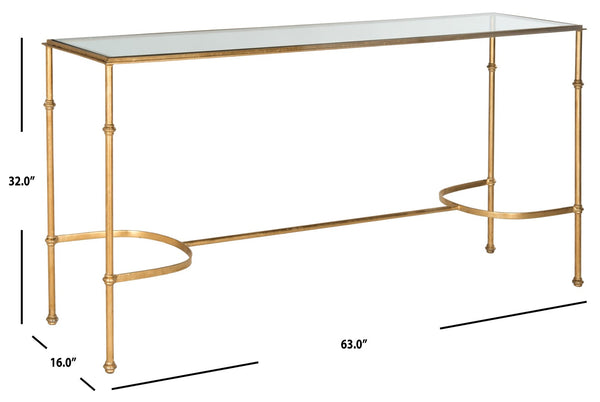 Safavieh Lucille Console Table - Elegant Gold Leaf Design With Tempered Glass Top For Chic Entryway Style FOX2548A