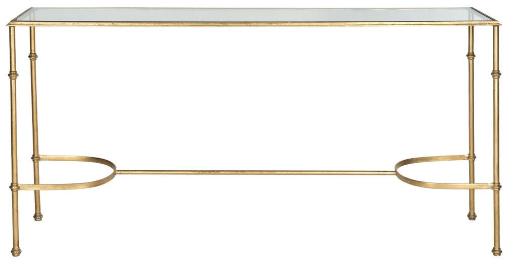 Safavieh Lucille Console Table - Elegant Gold Leaf Design With Tempered Glass Top For Chic Entryway Style FOX2548A