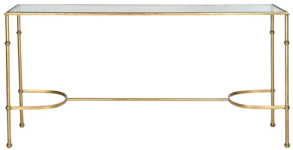 Safavieh Lucille Console Table - Elegant Gold Leaf Design With Tempered Glass Top For Chic Entryway Style FOX2548A