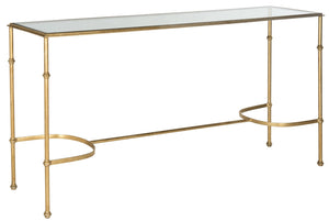 Safavieh Lucille Console Table - Elegant Gold Leaf Design With Tempered Glass Top For Chic Entryway Style FOX2548A