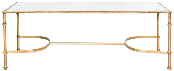 Safavieh Lucille Coffee Table - Elegant Gold Iron Base & Tempered Glass Top For Modern Glam Living Spaces FOX2549A