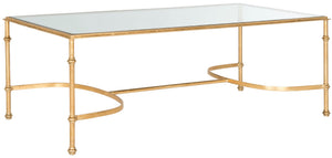 Safavieh Lucille Coffee Table - Elegant Gold Iron Base & Tempered Glass Top For Modern Glam Living Spaces FOX2549A