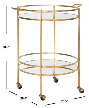 Safavieh Lavinia Bar Cart – Chic Gold Trolley With Mirrored Accents For Stylish Serving & Modern Decor FOX2552B