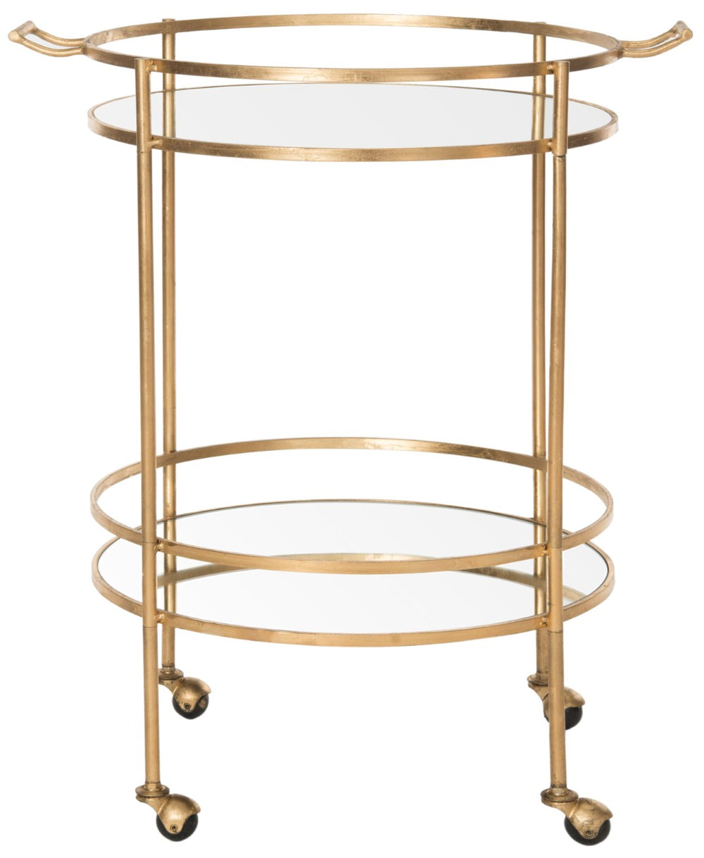 Safavieh Lavinia Bar Cart – Chic Gold Trolley With Mirrored Accents For Stylish Serving & Modern Decor FOX2552B