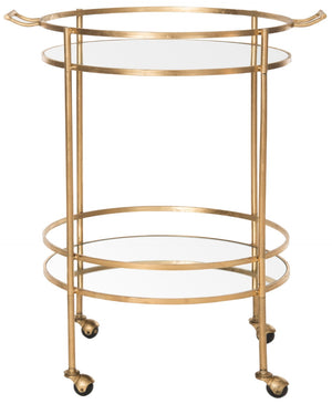 Safavieh Lavinia Bar Cart – Chic Gold Trolley With Mirrored Accents For Stylish Serving & Modern Decor FOX2552B