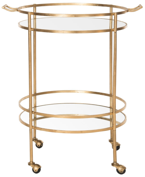 Safavieh Lavinia Bar Cart – Chic Gold Trolley With Mirrored Accents For Stylish Serving & Modern Decor FOX2552B