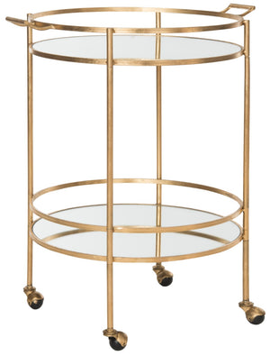 Safavieh Lavinia Bar Cart – Chic Gold Trolley With Mirrored Accents For Stylish Serving & Modern Decor FOX2552B