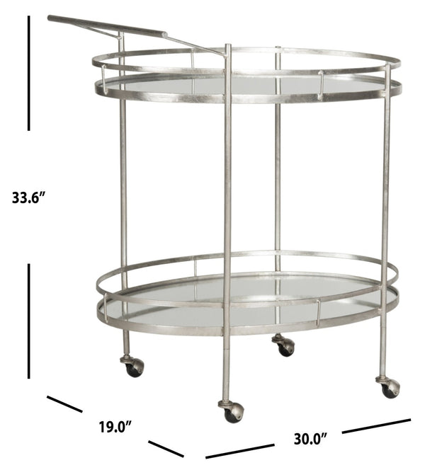 Safavieh Dante Bar Cart - Chic Mirrored Trolley For Stylish Home Entertaining, Durable & Easy Mobility FOX2553A