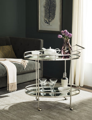 Safavieh Dante Bar Cart - Chic Mirrored Trolley For Stylish Home Entertaining, Durable & Easy Mobility FOX2553A