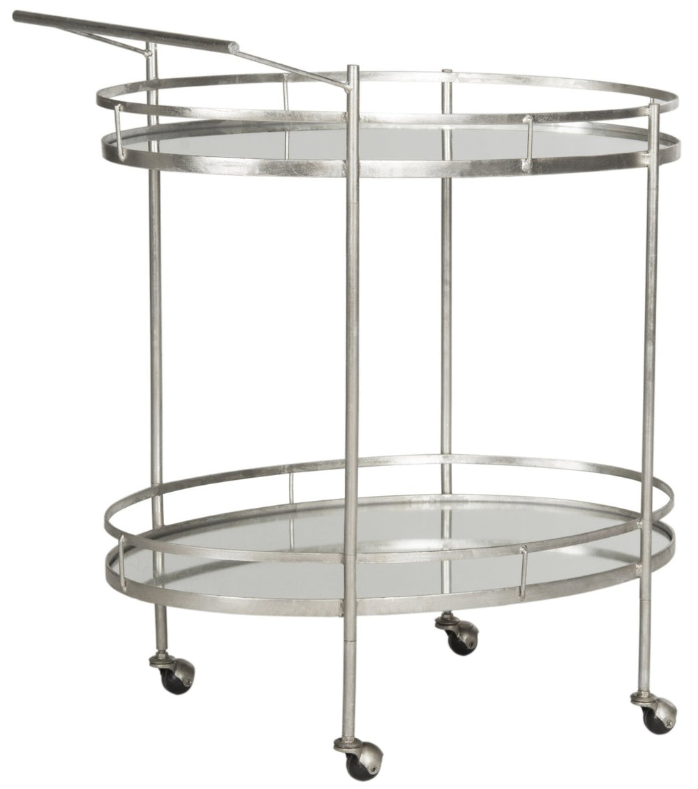 Safavieh Dante Bar Cart - Chic Mirrored Trolley For Stylish Home Entertaining, Durable & Easy Mobility FOX2553A