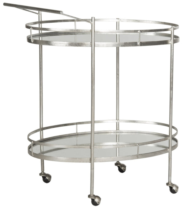 Safavieh Dante Bar Cart - Chic Mirrored Trolley For Stylish Home Entertaining, Durable & Easy Mobility FOX2553A
