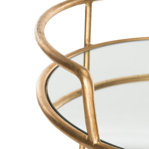 Safavieh Dulcinea Bar Cart - Stylish Iron Cocktail Cart With Mirrored Shelves For Elegant Entertaining Gold/Mirror FOX2554B