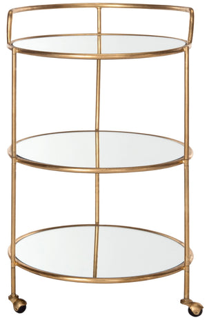 Safavieh Dulcinea Bar Cart - Stylish Iron Cocktail Cart With Mirrored Shelves For Elegant Entertaining Gold/Mirror FOX2554B