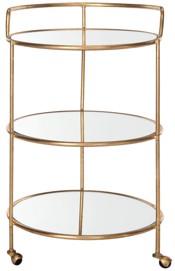 Safavieh Dulcinea Bar Cart - Stylish Iron Cocktail Cart With Mirrored Shelves For Elegant Entertaining Gold/Mirror FOX2554B