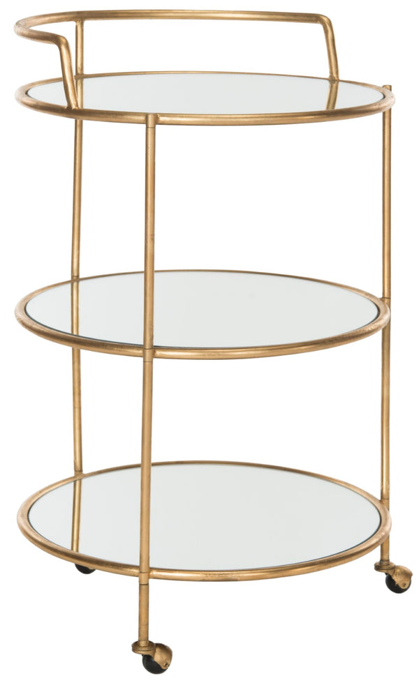 Safavieh Dulcinea Bar Cart - Stylish Iron Cocktail Cart With Mirrored Shelves For Elegant Entertaining Gold/Mirror FOX2554B